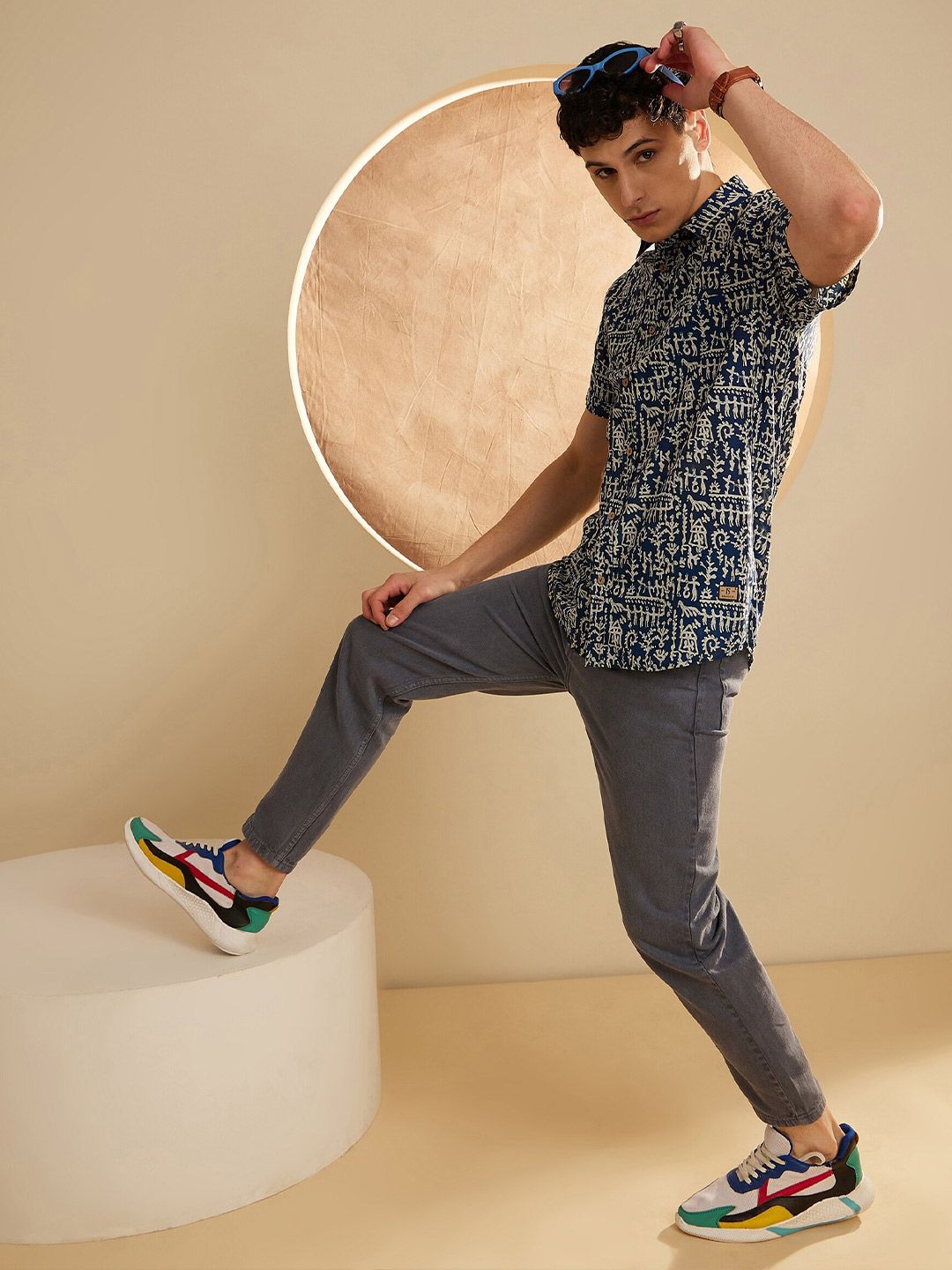 DENNISON Hand Block Printed Lightweight Casual Shirt