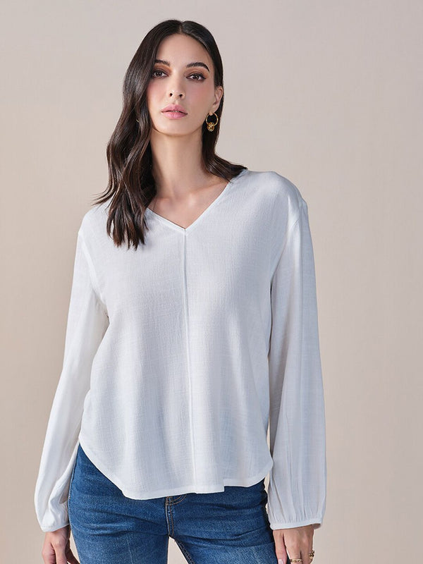 AND V-Neck Long Sleeves Top