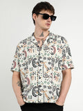 Campus Sutra Men Comfort Oversized Cuban Collar Printed Bohemian Casual Shirt