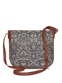ZOUK Black Ethnic Motifs Printed Leather Structured Sling Bag