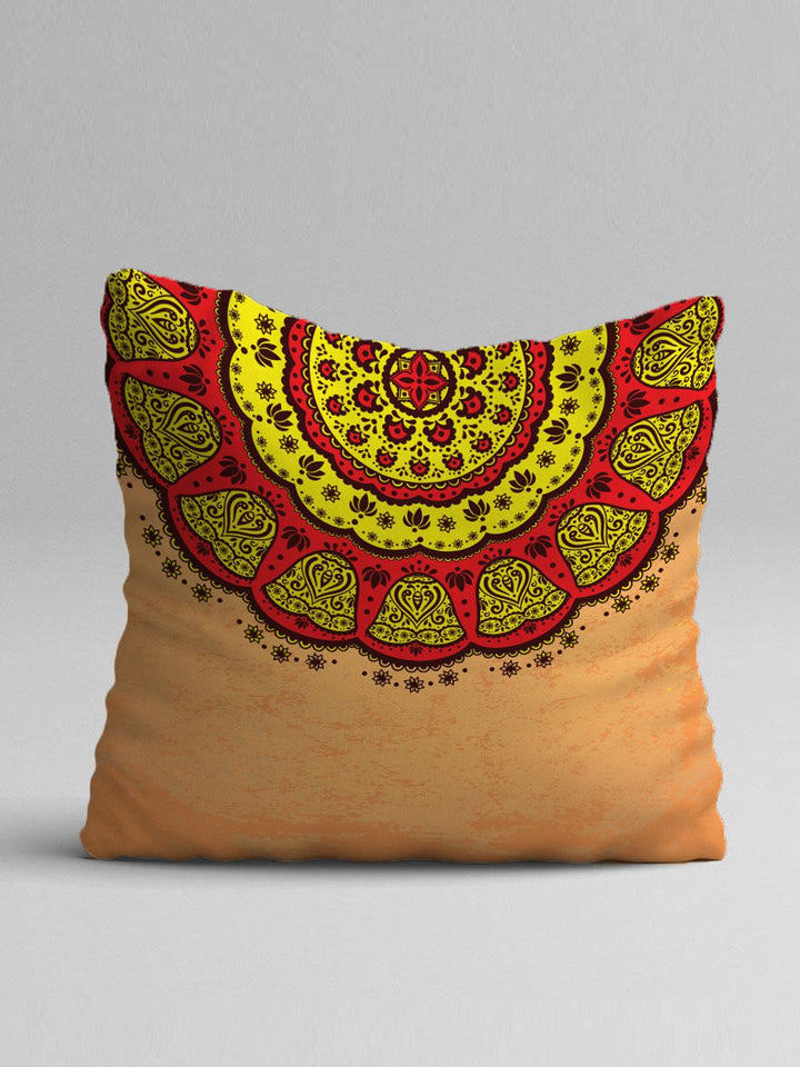 STITCHNEST Set of 5 Yellow & Green Ethnic Motifs Square Cushion Covers