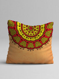 STITCHNEST Set of 5 Yellow & Green Ethnic Motifs Square Cushion Covers
