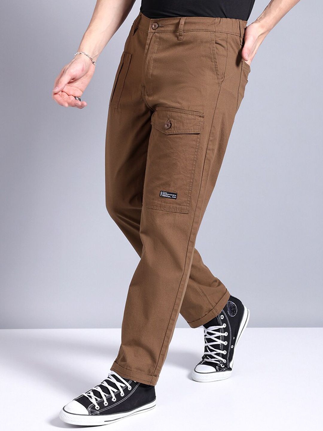 The Indian Garage Co Loose Fit Cotton Cargos Trousers