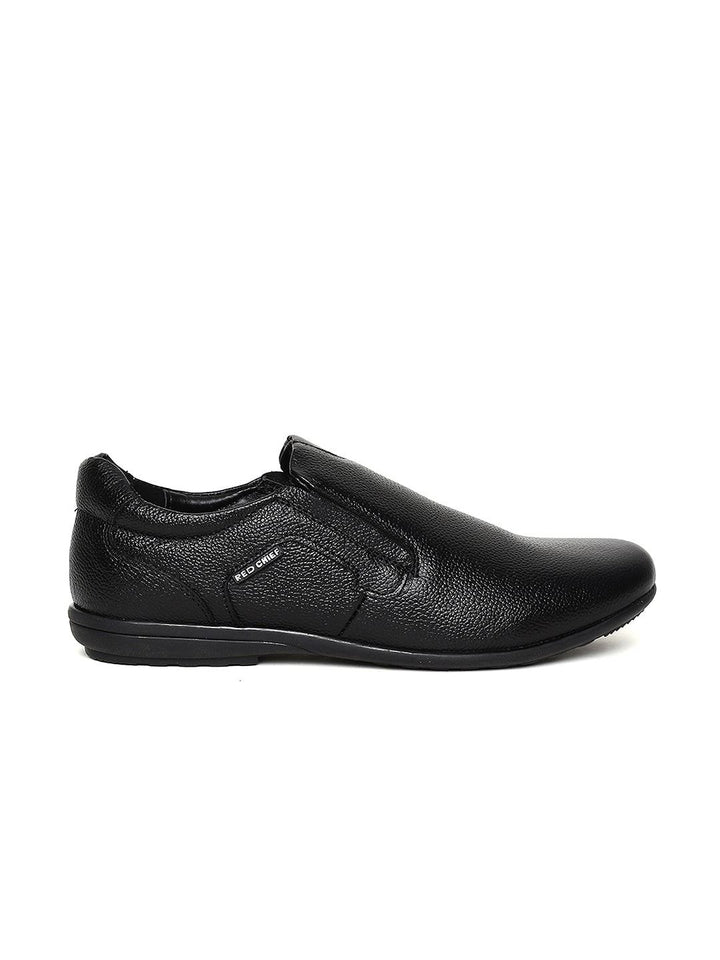 Red Chief Men Black Leather Slip-On Sneakers