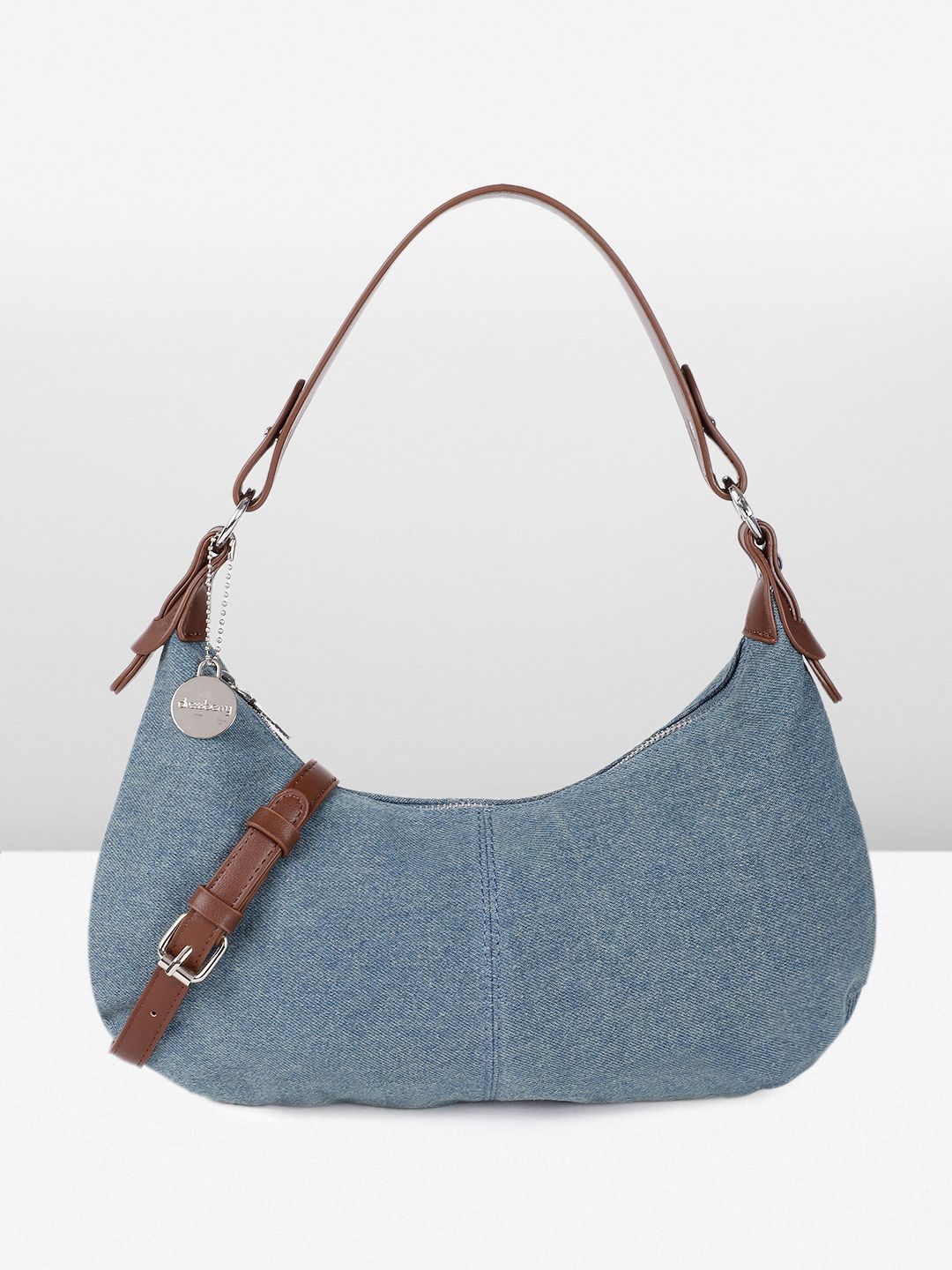 DressBerry Textured Baguette Hobo Bag