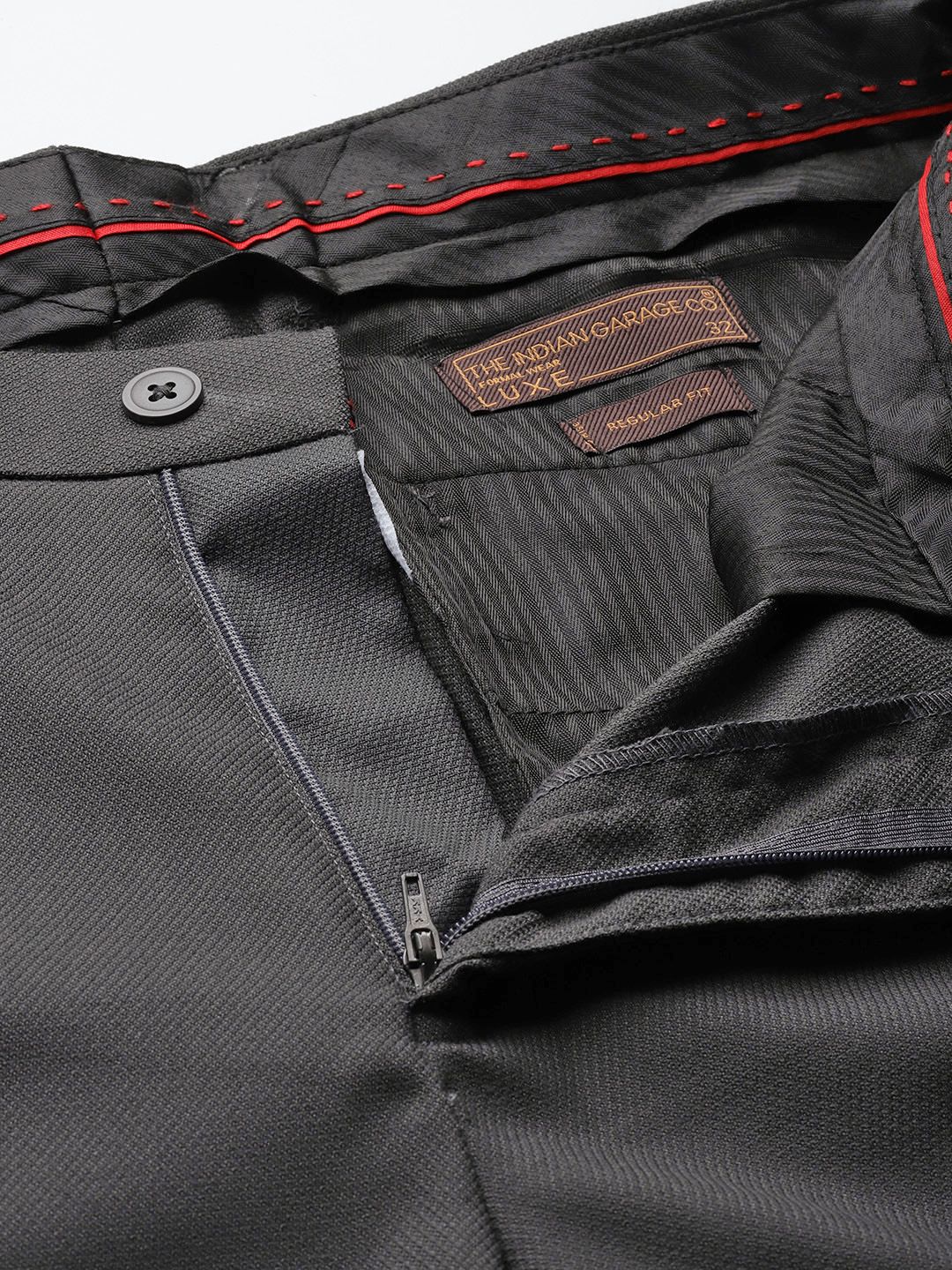 The Indian Garage Co. X Luxe Men Textured Regular Fit Formal Trousers