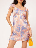 DressBerry Floral Printed Satin Finish Mini Dress