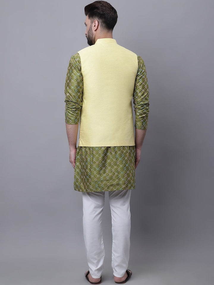 SOJANYA Kurta Biasa Sulam dengan Jaket Churidar & Nehru
