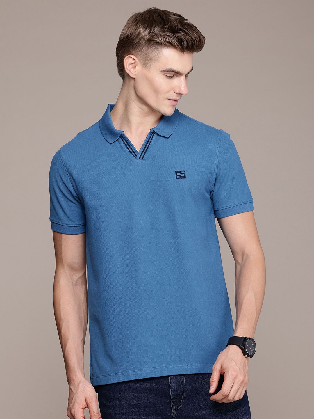 French Connection Men Polo Collar Pure Cotton T-shirt