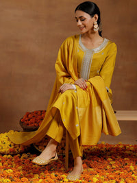 Libas Floral Embroidered Regular Sequinned Straight Kurta With Trousers & Dupatta