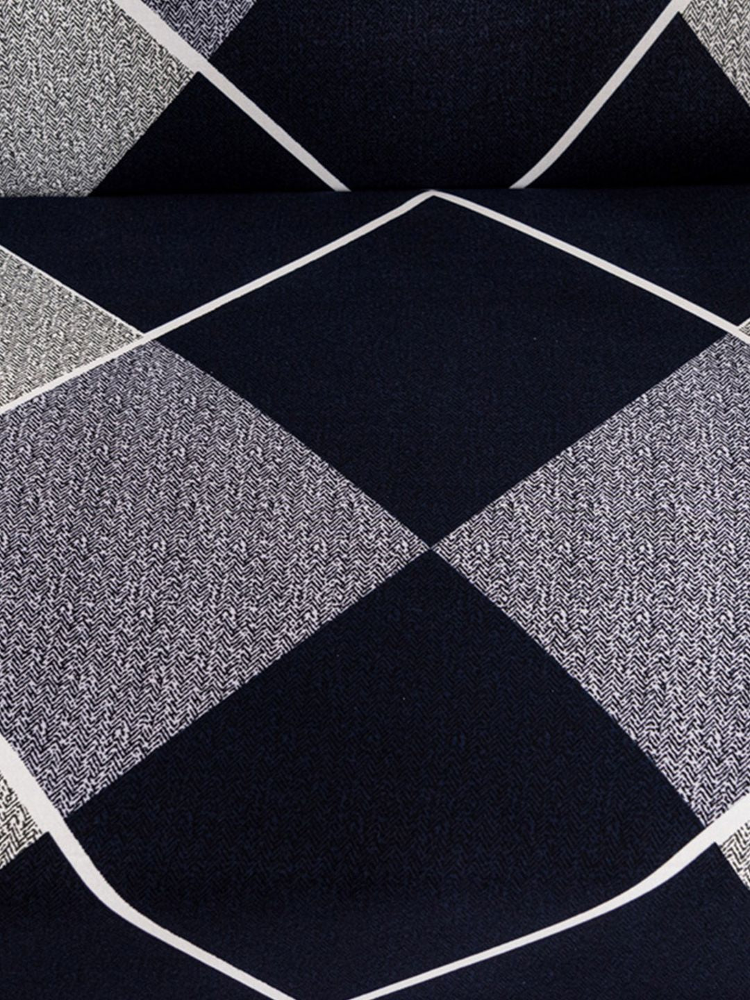 Story@home Navy Blue & Grey Printed 3 Seater Stretchable Sofa Cover With Arms