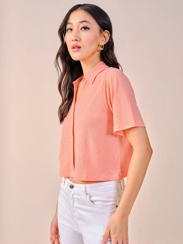 AND Flared Sleeve Shirt Style Top