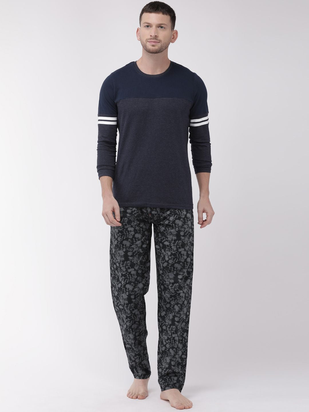 The Indian Garage Co Men Black & Grey Printed Lounge Pants
