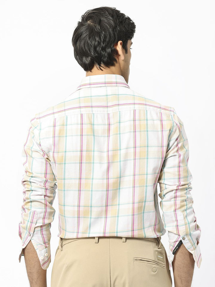 RARE RABBIT Men Campo Checked Slim Fit Opaque Cotton Shirt