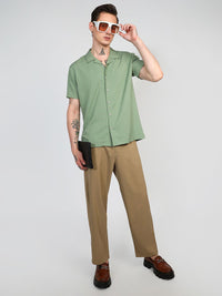 Campus Sutra Men Comfort Opaque Cuban Collar Creased Casual Shirt