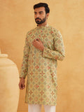 SOJANYA Geometric Printed Band Collar Leher Regular Cotton Straight Kurta