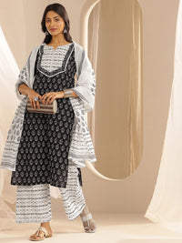 Libas Ethnic Motifs Printed Regular Gotta Patti Pure Cotton Kurta with Palazzos & Dupatta