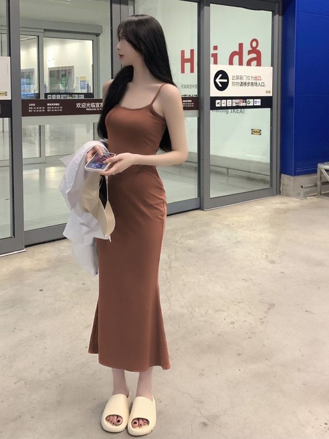 DressBerry Shoulder Straps Bodycon Midi Dress