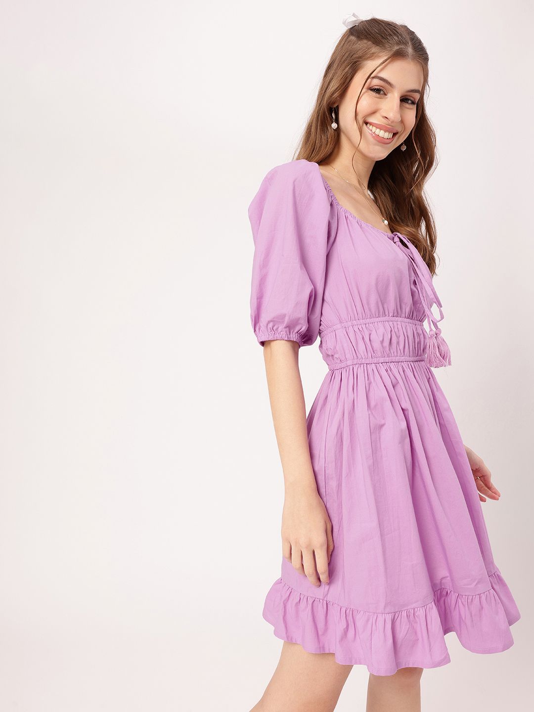 Feminini Lavender Luxe Cinched & Stunning A-Line Mini Dress