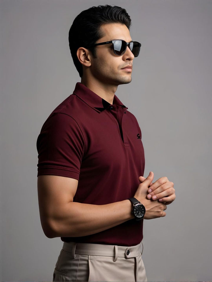 ADRO Men Maroon Cotton Tshirts
