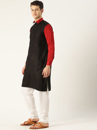SOJANYA Lelaki Hitam Solid Kurta Lurus