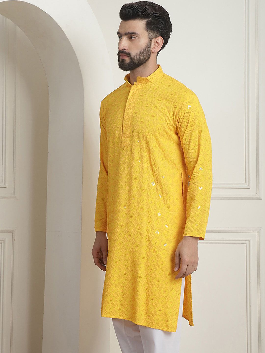 SOJANYA Kurta Kolar Mandarin Kerja Benang Labuci