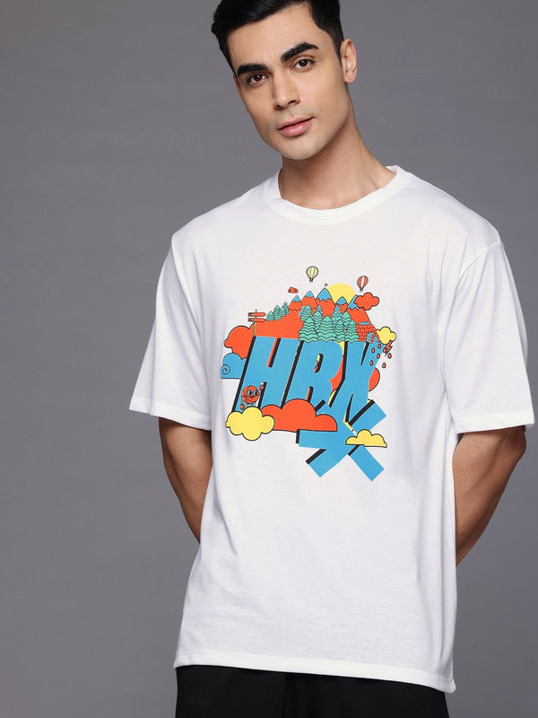 HRX oleh Hrithik Roshan Men Logo jenama dicetak T-shirt