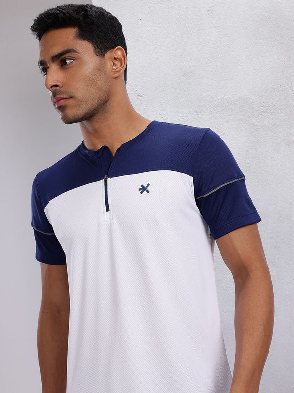 HRX by Hrithik Roshan Rapid-Dry Colourblocked Henley Neck Running T-shirt