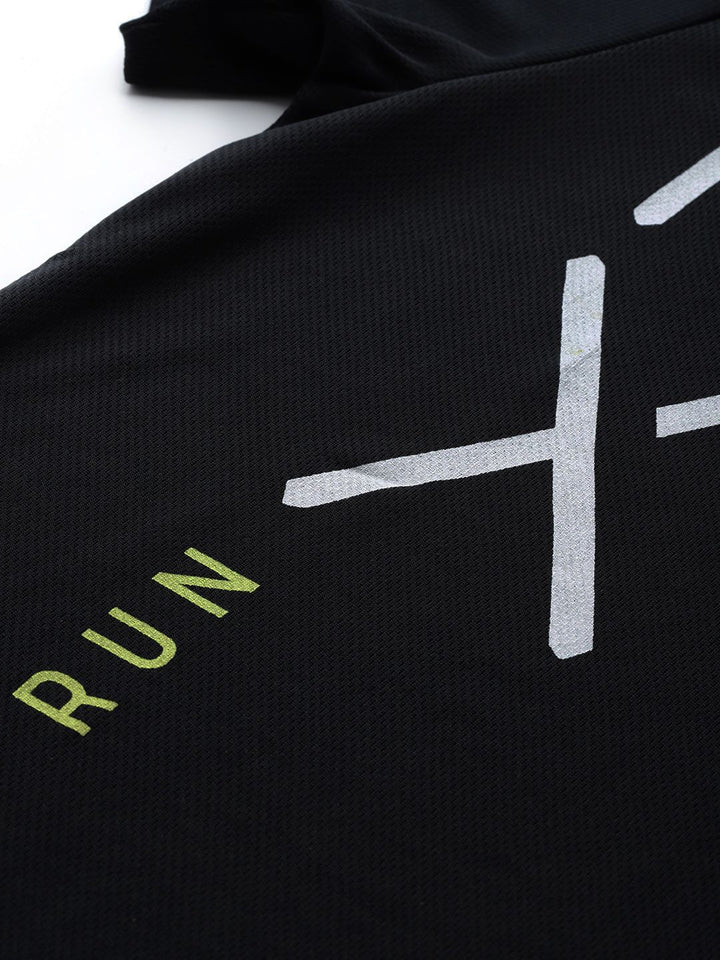 HRX By Hrithik Roshan Running Men Jet Black Rapid-Dry Brand Carrier T-shirts