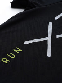 HRX By Hrithik Roshan Running Men Jet Black Rapid-Dry Brand Carrier T-shirts