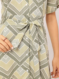 DressBerry Printed A-Line Mini Dress with Belt