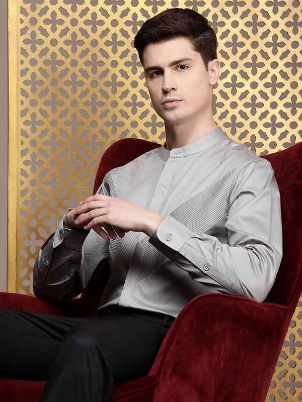 House of Pataudi Pure Cotton Pleated Party Shirt