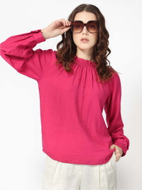 Rareism Round Neck Cuffed Sleeves Dopamine Formal atas