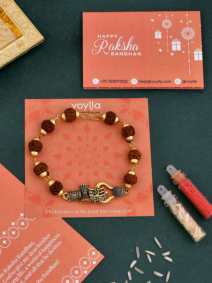 Voylla Men Lord Shiva Motifs Rudraksha Rakhi