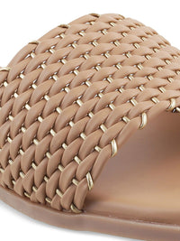 Metro Women Beige Open Toe Flats