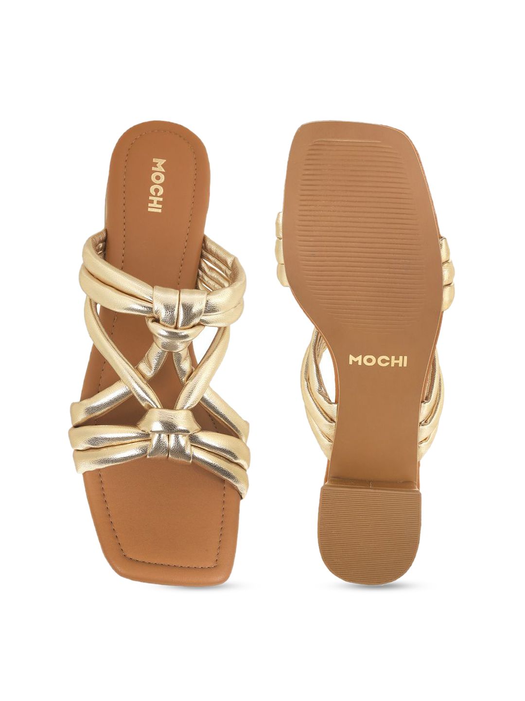 Mochi Women Open Toe Block Pumps