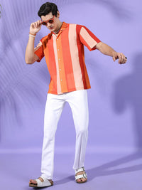 The Indian Garage Co Men Relaxed Fit Striped Textured Resortwear Shirt