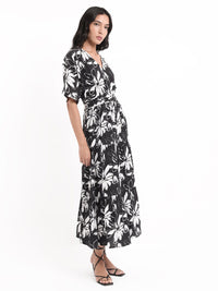 Rareism Floral Printed Fit & Flare Cotton Maxi Dress