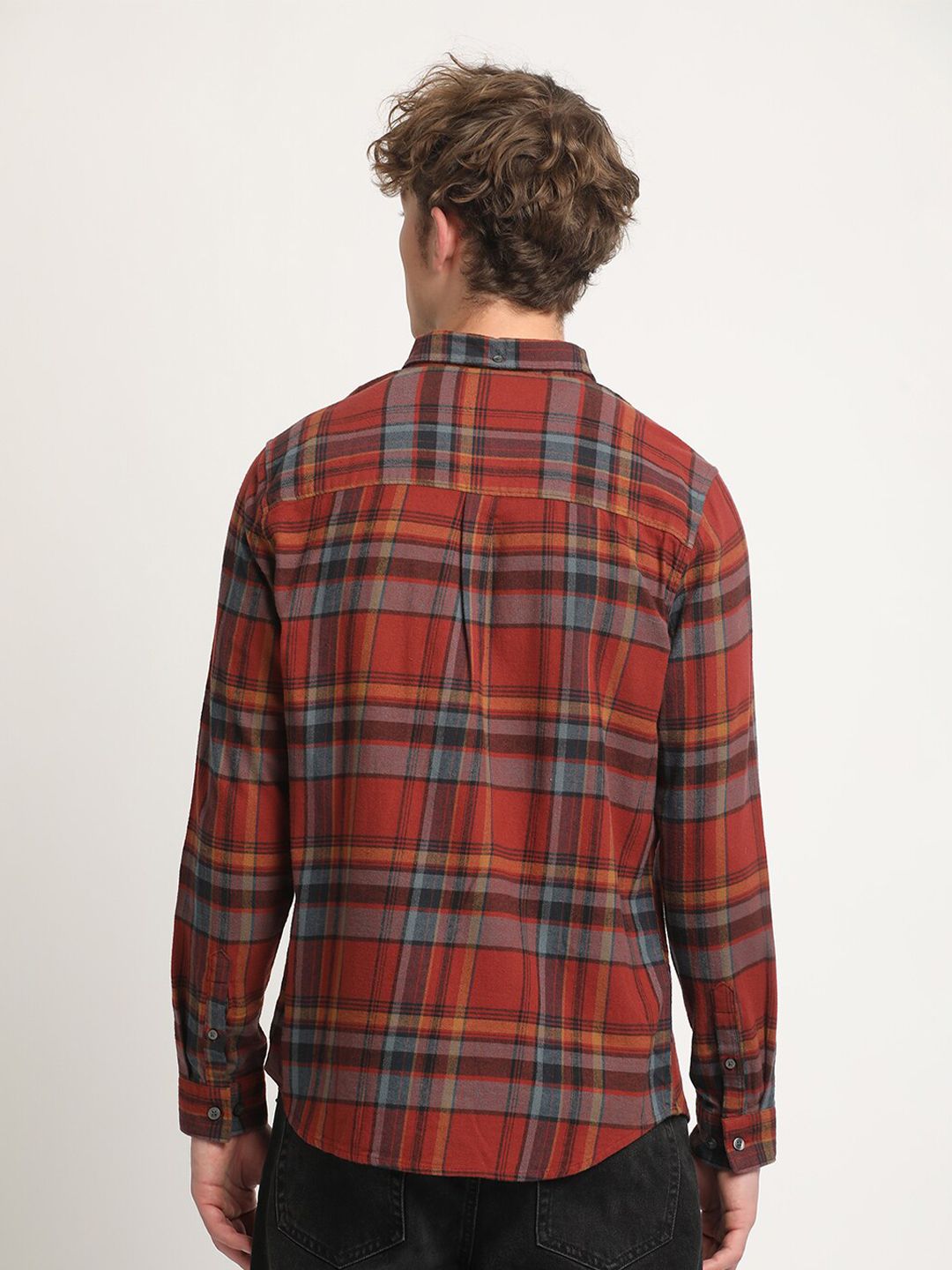 THE BEAR HOUSE Slim Fit Tartan Checked Flannel Pure Cotton Casual Shirt