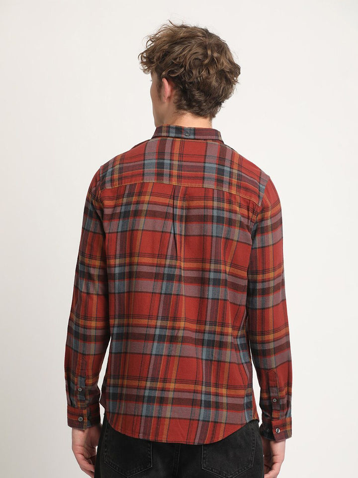 THE BEAR HOUSE Slim Fit Tartan Checked Flannel Pure Cotton Casual Shirt