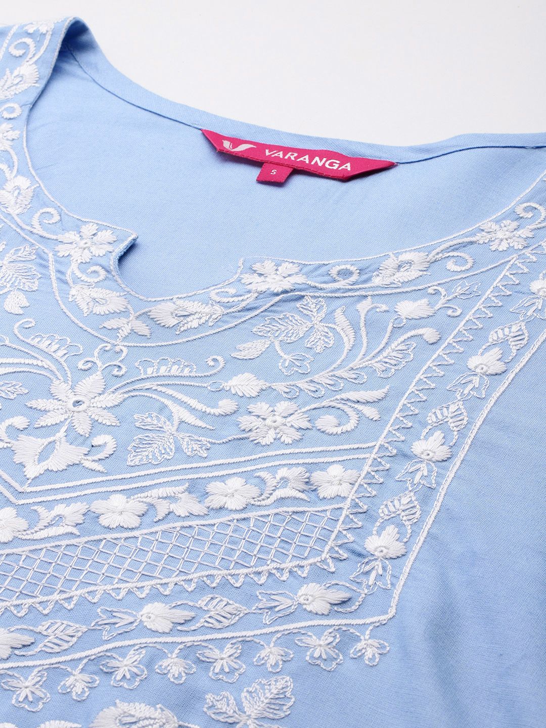 Varanga Floral Embroidered Thread Work Kurta With Trousers & Dupatta