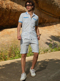 Campus Sutra Printed Polo Collar Shirt With Shorts