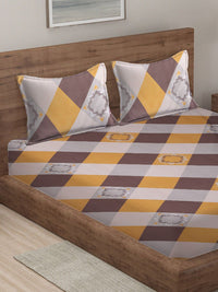 KLOTTHE Berbilang Warna Kapas Geometrik 300 TC Cadar King Halus dengan 2 Sarung Bantal-98 x 89 inci