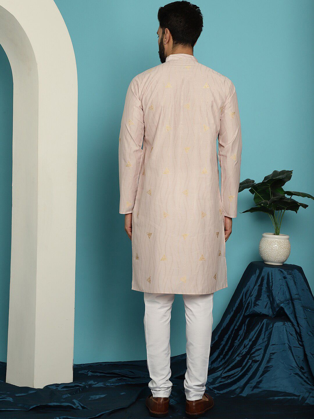 SOJANYA Ethnic Motif Woven Design Regular Kurta With Churidar