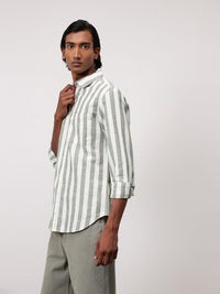 ether Classic Fit Striped Cotton Linen Shirt