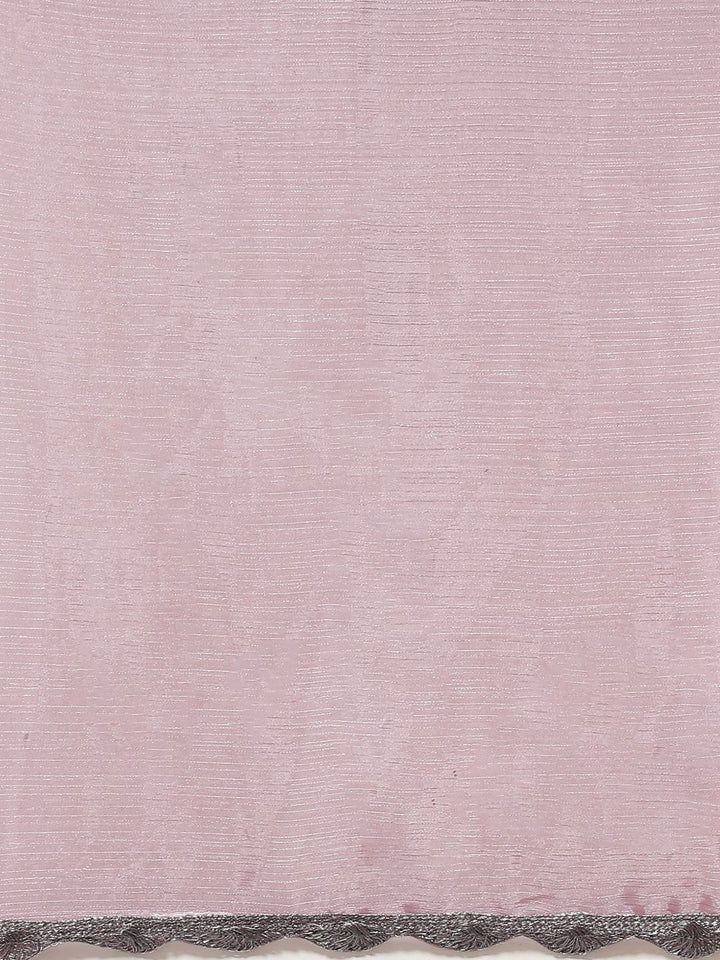 Tikhi Imli Pink Solid Embellished Border Saree