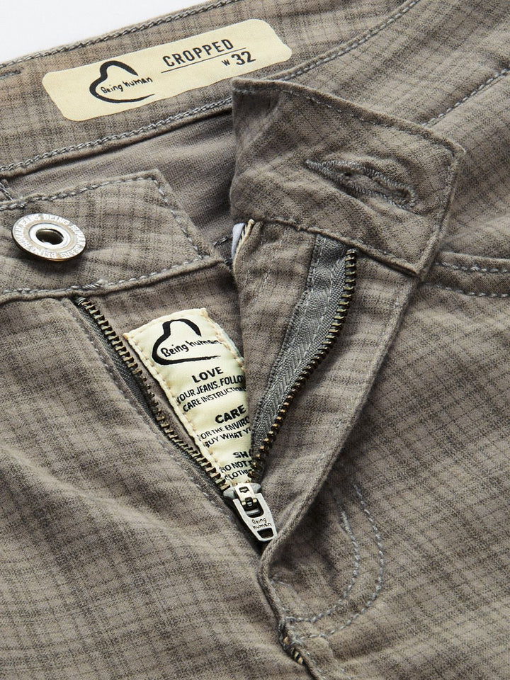 Being Human Men Checked Mid-Rise Chinos Trousers