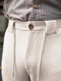 Powerlook Men Cream Structured Track Pant