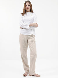 RAREISM Mandarin Collar Linen Top