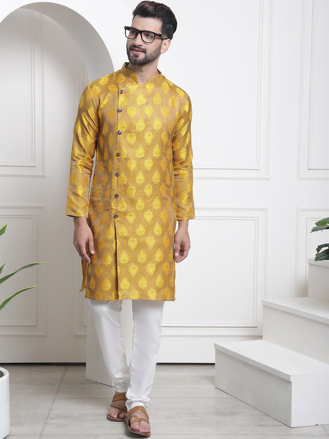 SOJANYA Motif Etnik Tenunan Kurta Kapas Sutera